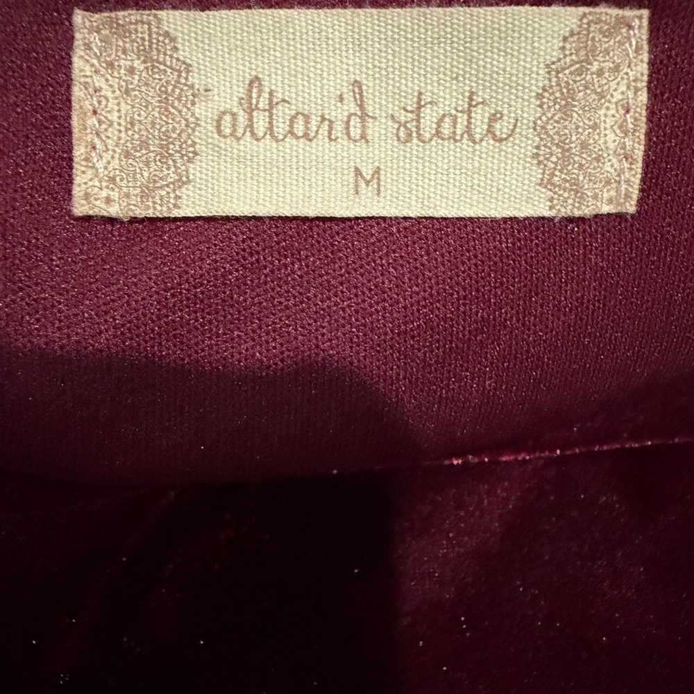 Altar'd State Burgundy Velvet Asymmetrical Slip Dress - Picture 3 of 4